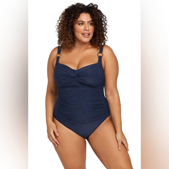 NEW NWOT ArteSands Plus Size Navy Blue Aria Bandeau Underwire One Piece Sz US 20 - Picture 6 of 10